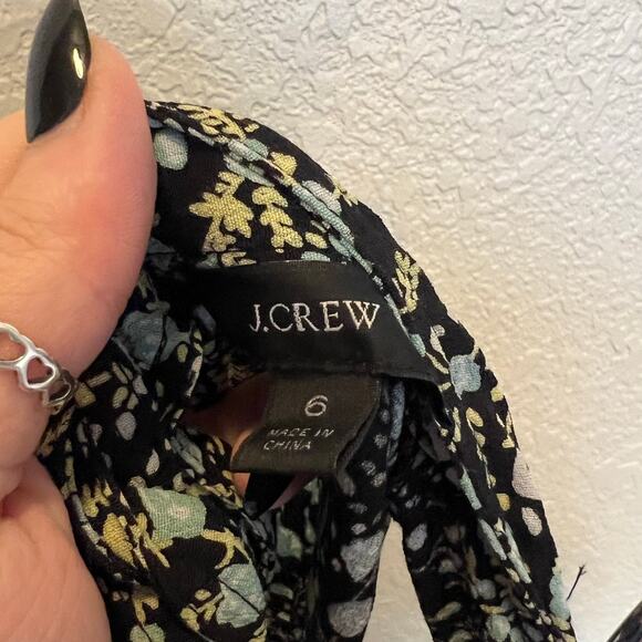 J.Crew Women's Floral Midi Dress size 6 Belted Green Blue Drapey Fall Garden - Picture 7 of 11